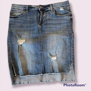 Kut From The Kloth denim distressed pencil skirt